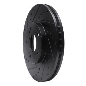 Acura RL Brake Rotor (1) - Front Left - R1 Concepts - Drilled & Slotted - Black - `99-`04